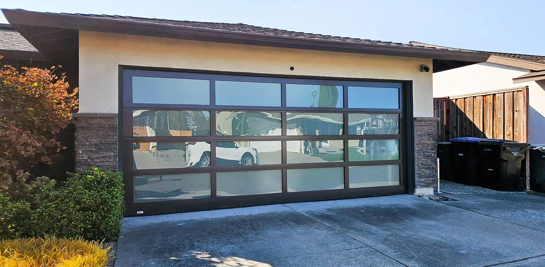 Full view glass garage door installation