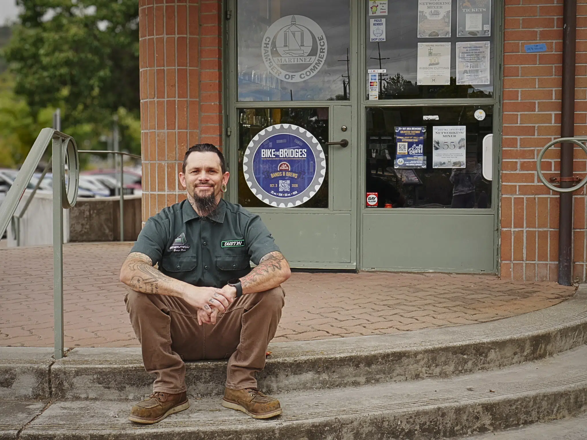 Dustin the owner sitting at the chamber of commerce in Martinez CA