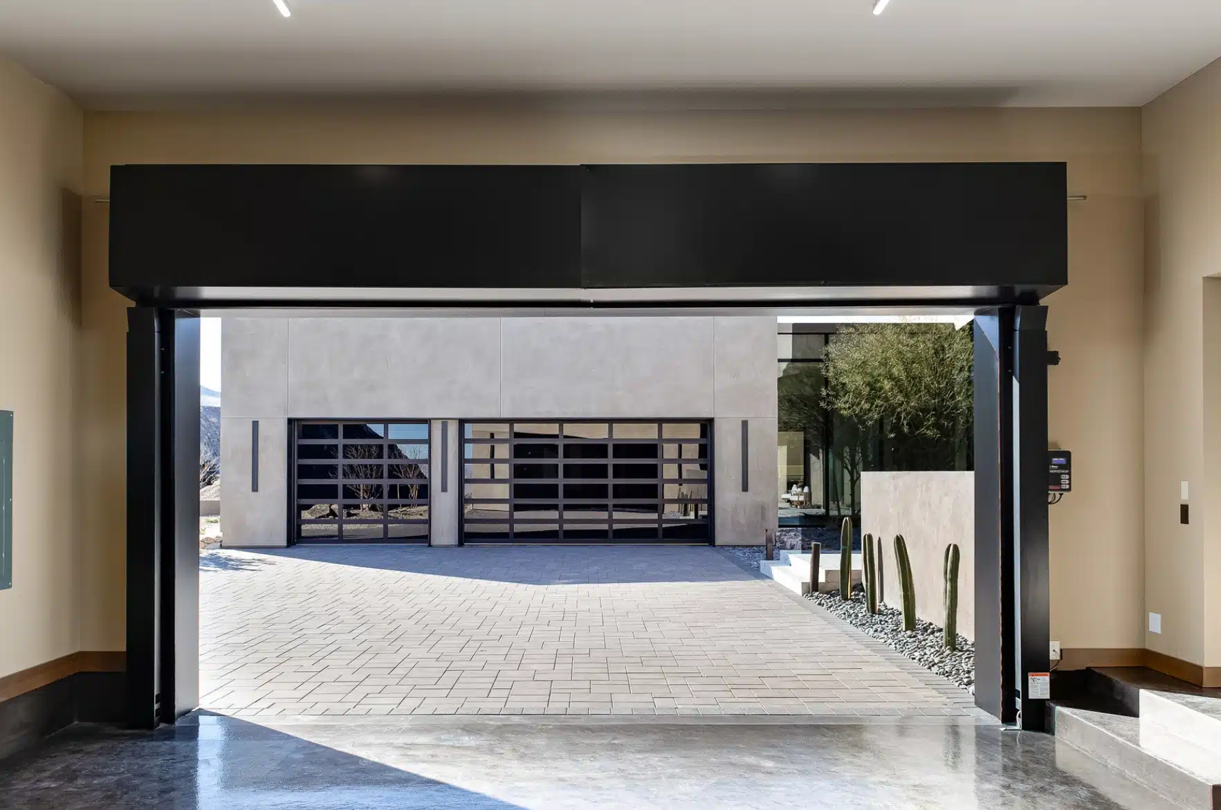 Clopay VertiStack Avante vertically stacking glass garage door